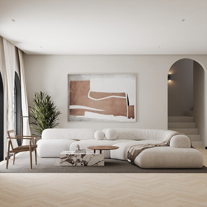 Odense marble coffee table lifestyle view in Calacatta Viola front view