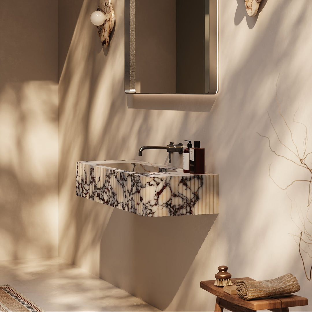 Raya - Ribbed Marble Basin