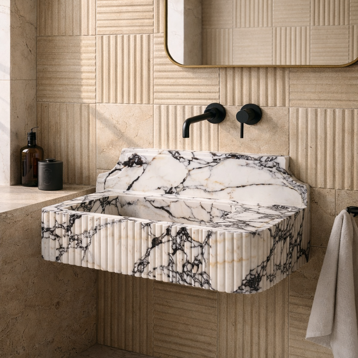 Skive - Ribbed Marble Basin
