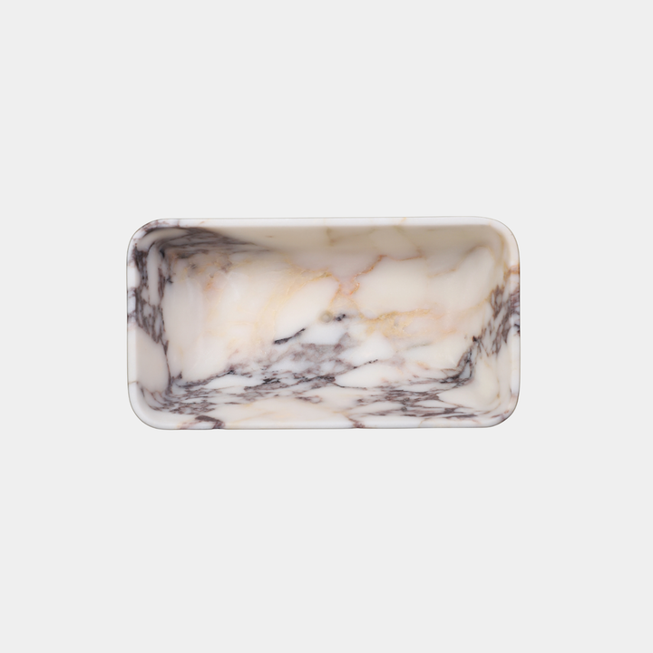 Astrid square bathtub top view in Calacatta Viola