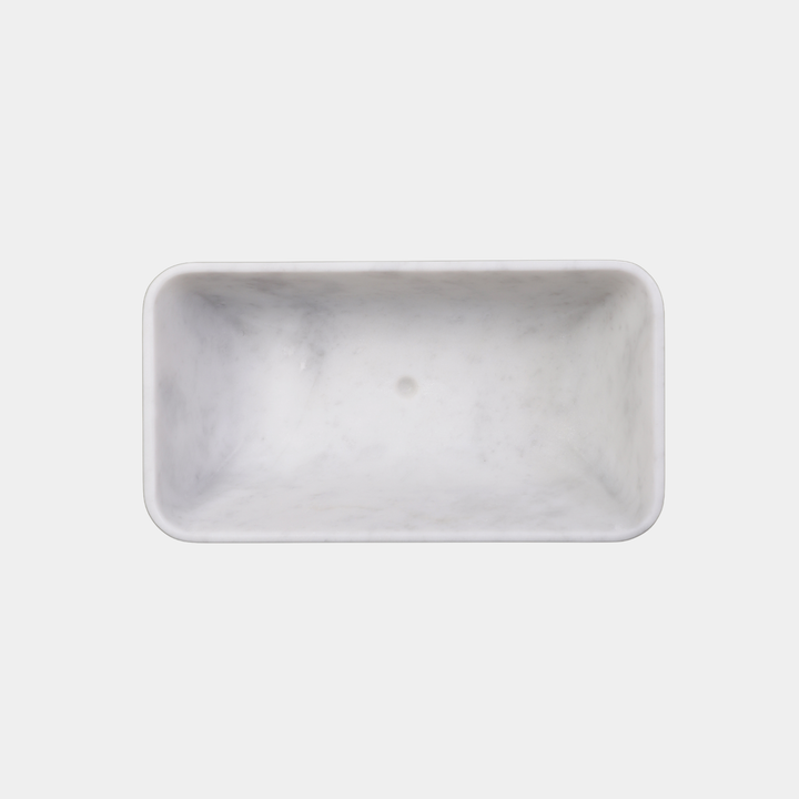 Astrid square bathtub top view in White Carrara