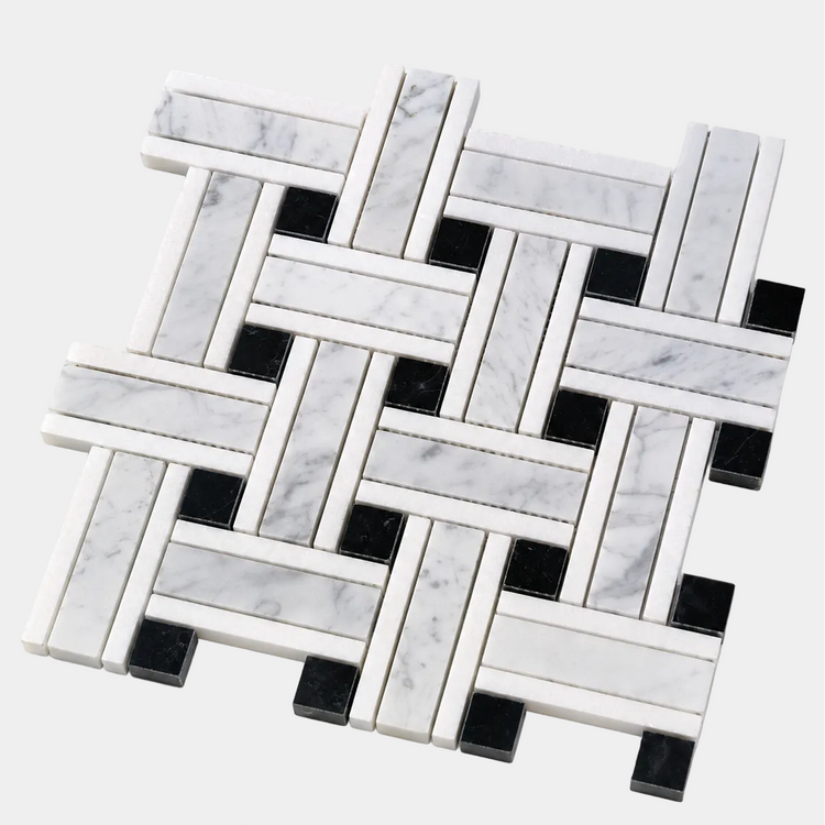 Mosaic tile pattern with black and white tiles on a white background Nordst