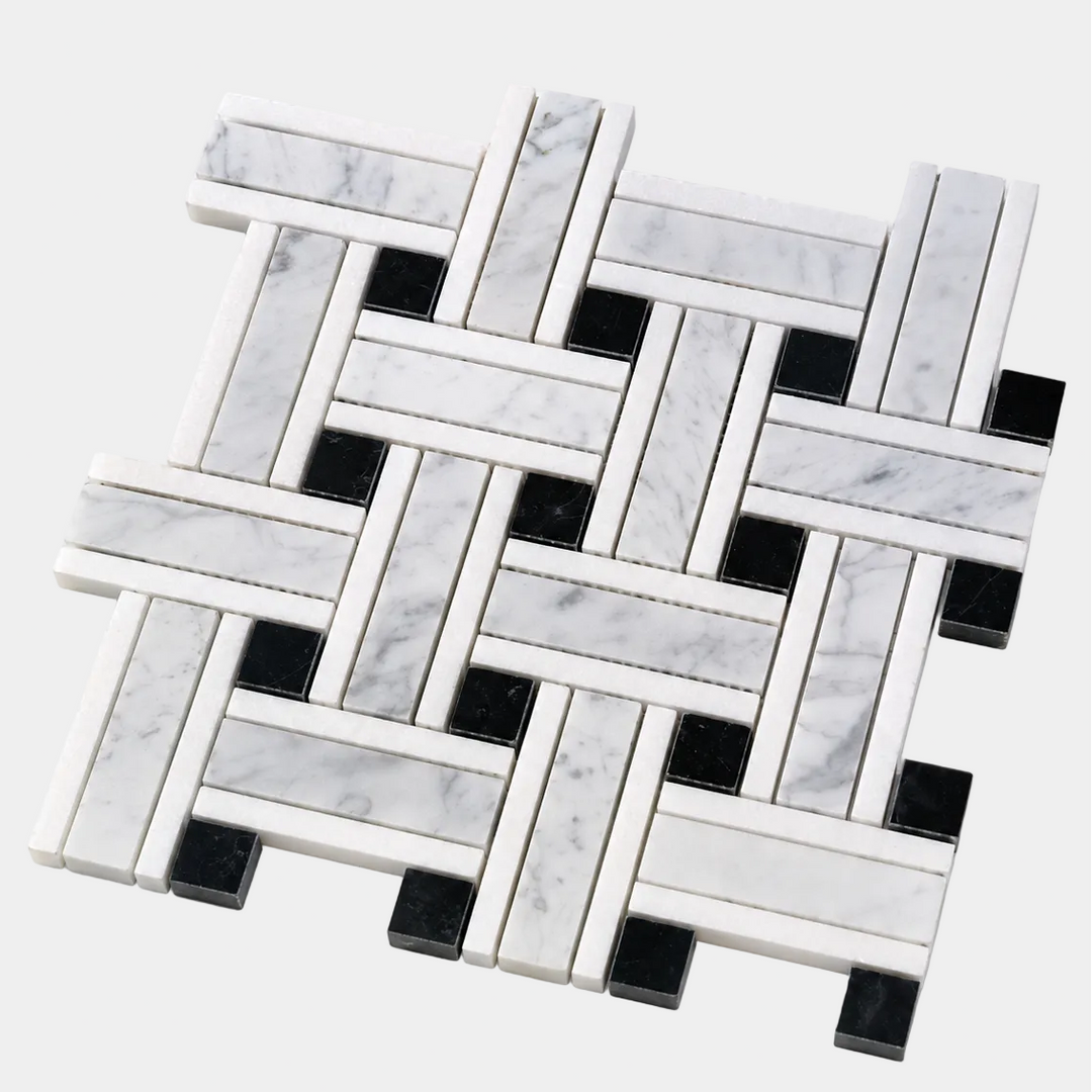 Mosaic tile pattern with black and white tiles on a white background Nordst