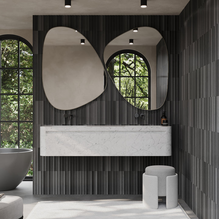 Lyke marble vanity in luxury bathroom interior in White Carrara