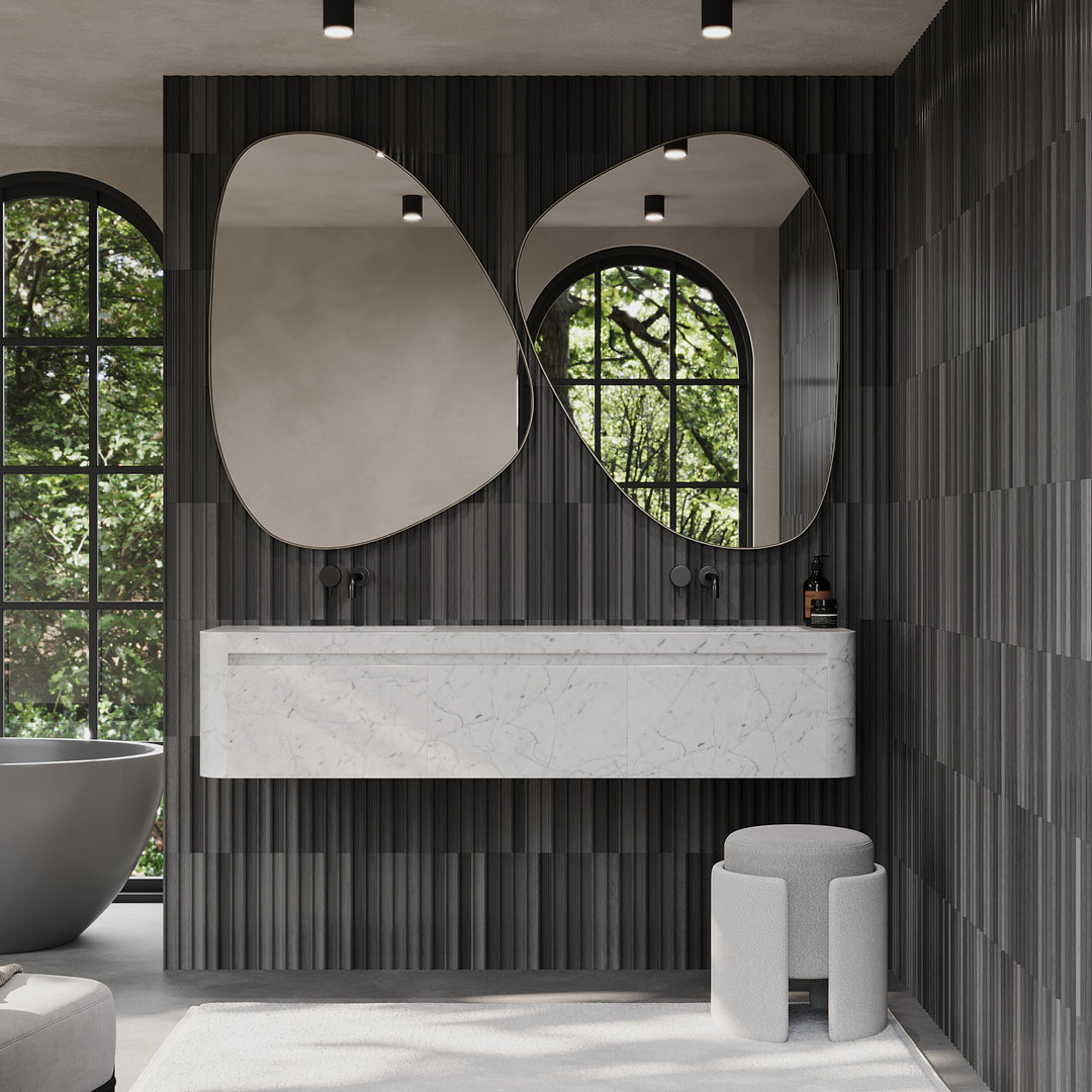 Lyke - Wall-Mounted Double Basin Bathroom Vanity - White Carrara