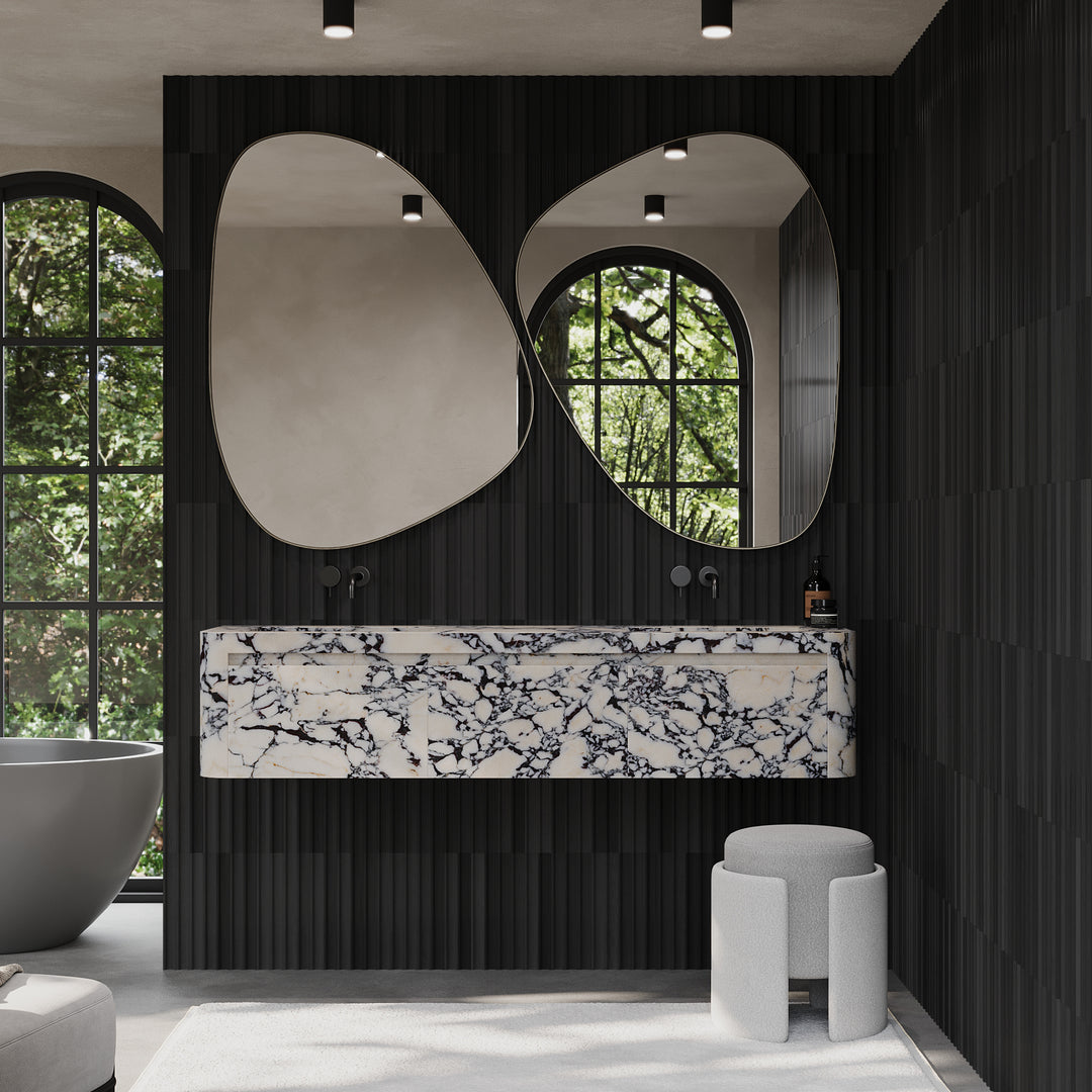Lyke -Wall-Mounted Double Basin Bathroom Vanity - Calacatta Viola