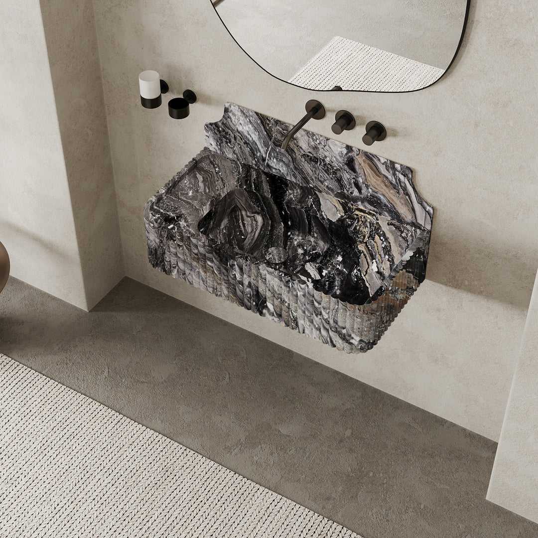 Skive - Ribbed Marble Basin - Grey Galaxy - Medium