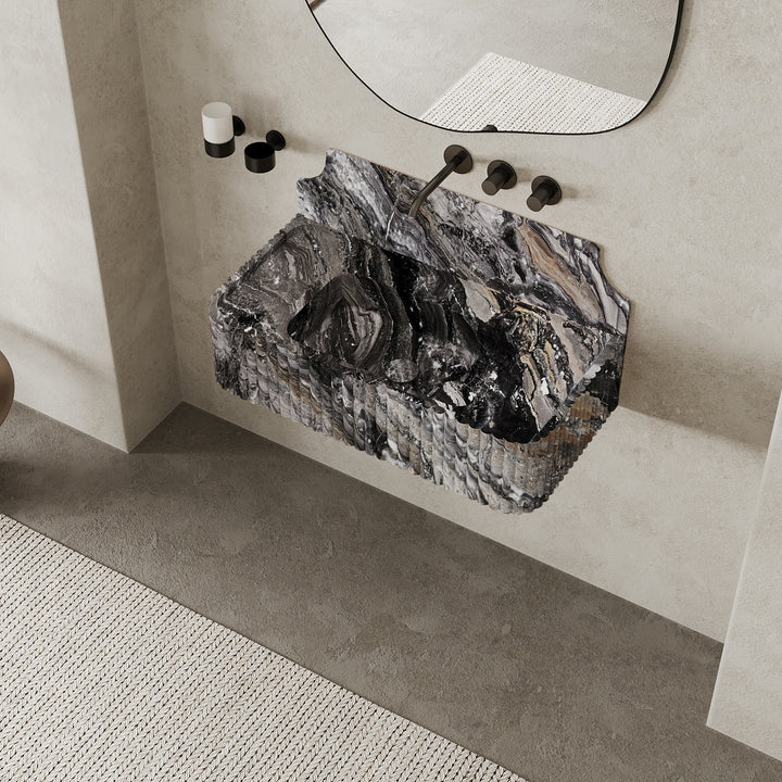 Skive - Ribbed Marble Basin - Grey Galaxy - Medium