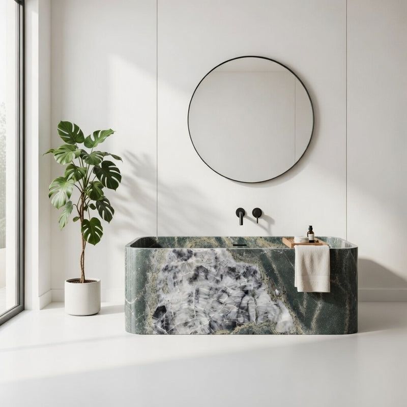 Astrid - Square Bathtub Marble – Emerald Green Quartzite