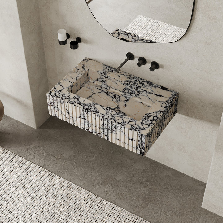 Luca - Ribbed Marble Basin - Calacatta Viola - Small