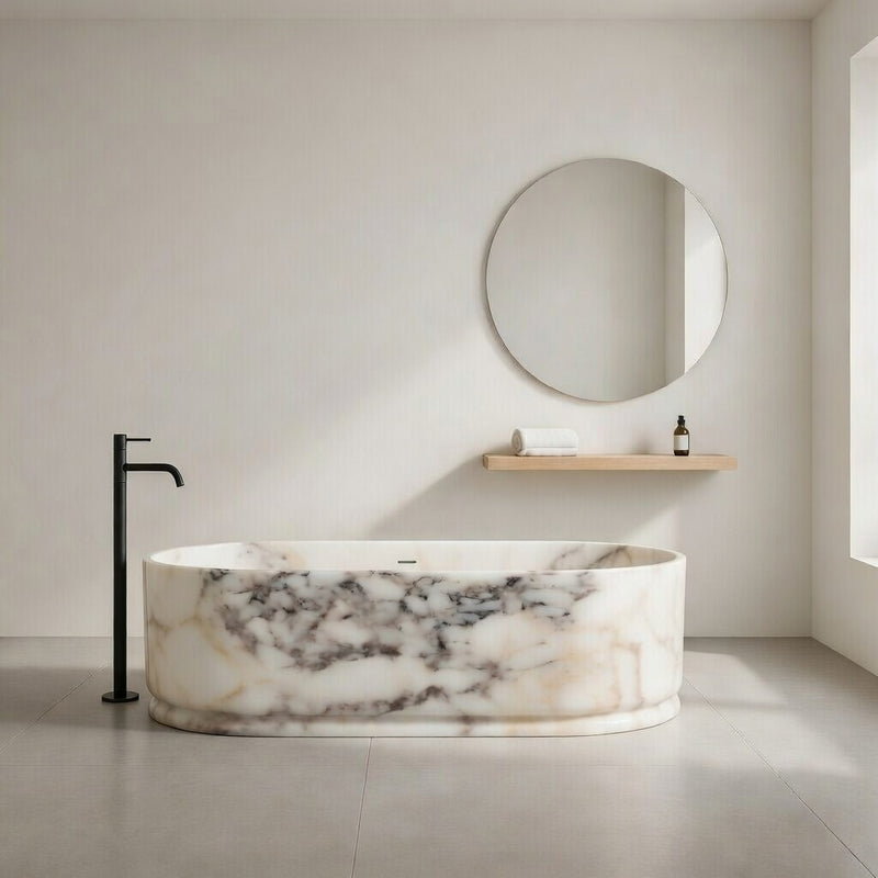 Leif - Oval Modern Bathtub – Calacatta Viola