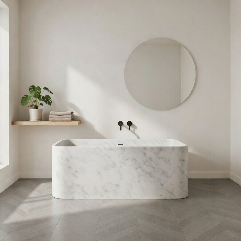Astrid - Square Bathtub Marble – White Carrara