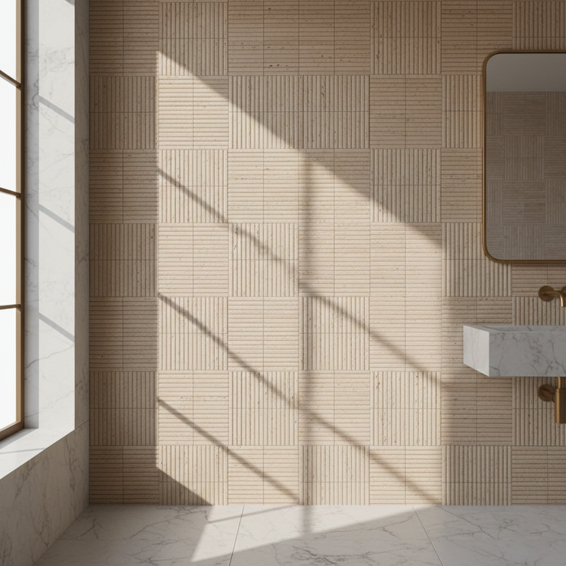 Fluted Beige Travertine lifestyle