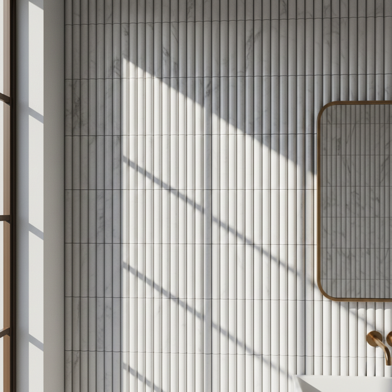 Fluted Tiles – White Carrara
