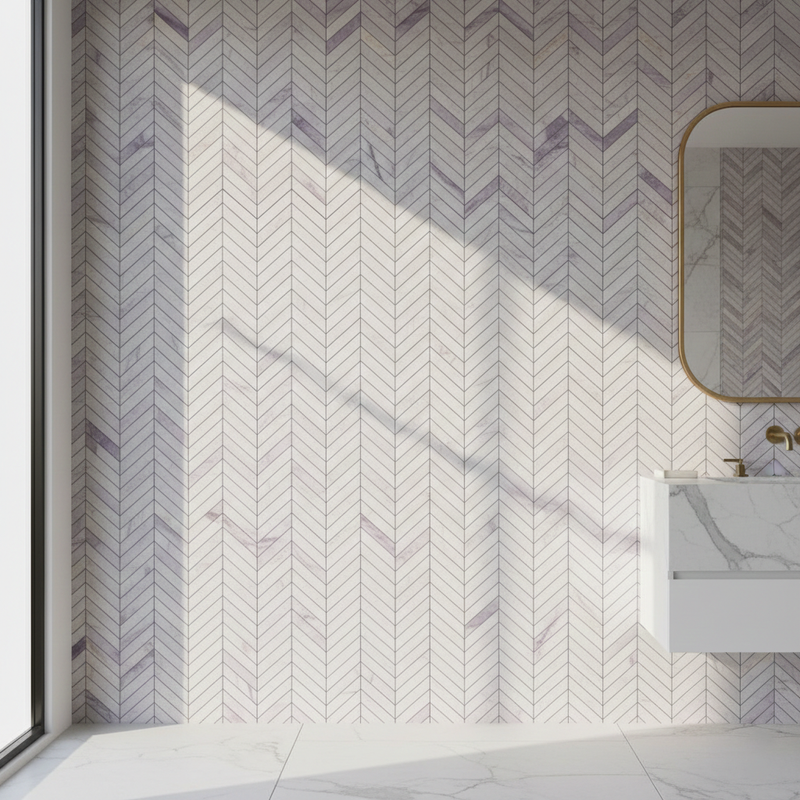 Herringbone Tiles – Calacatta Viola
