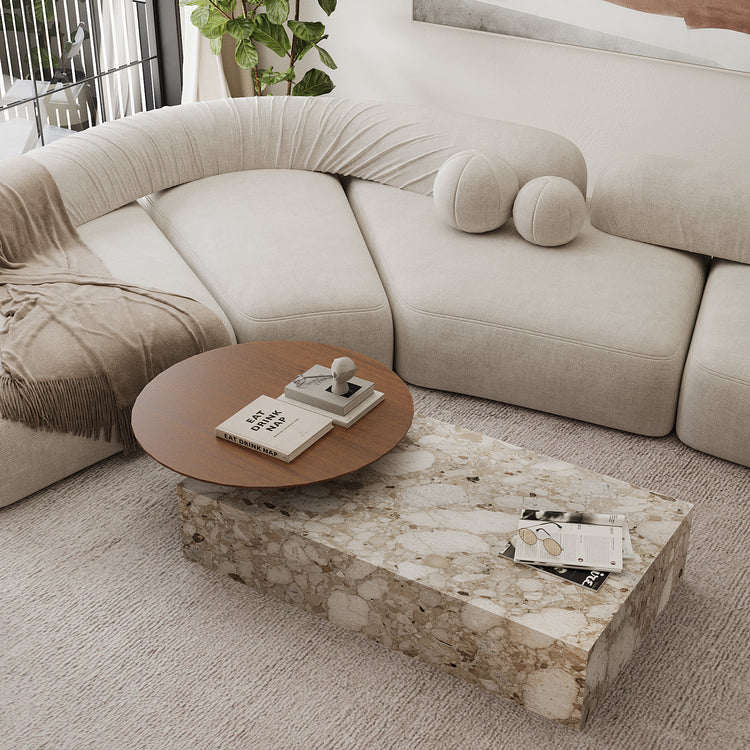 Odense marble coffee table in Beige Breccia