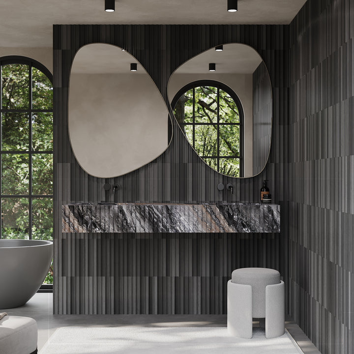 Luca ribbed double basin lifestyle view in Grey Galaxy