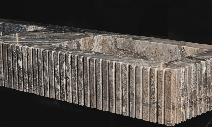 Luca - Ribbed Marble Double Basin - Calacatta Viola
