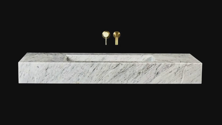 Skadi - Double Marble Basin - Beige Travertine