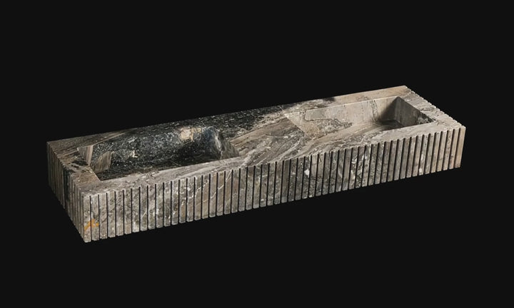 Luca - Ribbed Marble Double Basin - Grey Galaxy